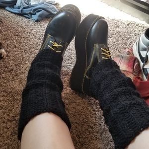black handmade crocheted leg warmers